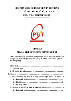 Tiểu luận môn Lịch sử các học thuyết kinh tế đề tài "Trình bày hoàn cảnh ra đời của học thuyết kinh tế tiểu tư sản, tóm tắt nội dung cơ bản của học thuyết. Phân tích những điểm khác nhau với chủ nghĩa xã hội không tưởng"