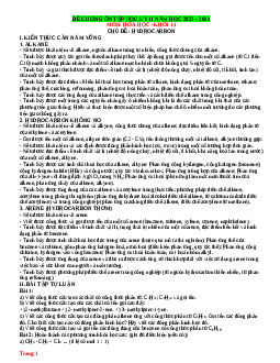 Đề cương ôn tập học kỳ 2 môn Hóa 11 - Kết nối tri thức