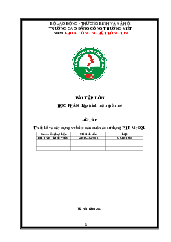 Báo cáo bài tập lớn: Lập trình mã nguồn mở, thiết kế và xây dựng website bán quần áo sử dụng PHP, My SQL | Trường Cao Đẳng Công Thương Việt Nam