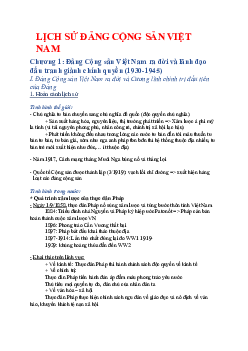 Chương 1: Đảng Cộng sản Việt Nam ra đời và lãnh đạo  đấu tranh giành chính quyền (1930-1945)
