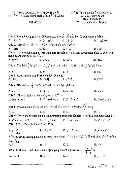 Đề giữa học kì 2 Toán 12 năm 2021 – 2022 trường Nguyễn Tất Thành – Hà Nội