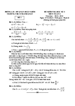 Đề học kì 1 Toán 8 năm 2023 – 2024 trường THCS Thanh Quan – Hà Nội