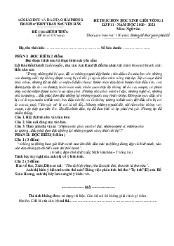Đề thi HSG Văn lớp 11 năm 2020-2021 trường Trần Nguyên Hãn vòng 1 (có đáp án)