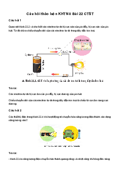 KHTN 8 Bài 22: Dòng điện – Nguồn điện - Chân trời sáng tạo