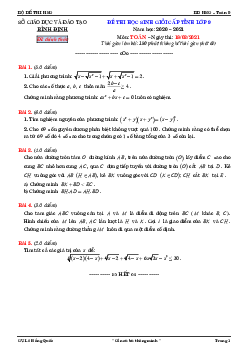 Đề thi học sinh giỏi cấp tỉnh Toán 9 năm 2020 – 2021 sở GD&ĐT Bình Định
