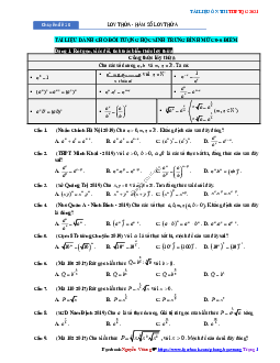 Chuyên đề lũy thừa, mũ và lôgarit ôn thi THPT 2021 – Nguyễn Bảo Vương
