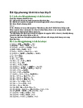 Bài tập phương trình hóa học lớp 9
