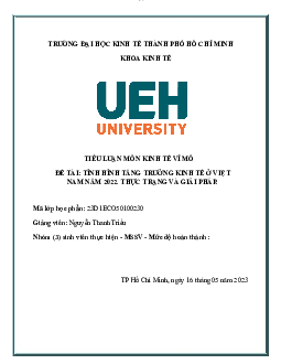 Tiểu luận về Tăng trưởng kinh tế | Kinh tế vĩ mô | NEU