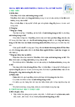 Giáo án Khoa học tự nhiên 8 Bài 36: Điều hòa môi trường trong của cơ thể người | Kết nối tri thức