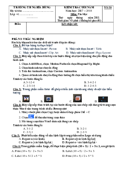Đề thi học kì 2 môn Tin học lớp 4 trường Tiểu học Nghĩa Dõng, Quảng Ngãi năm học 2017 - 2018