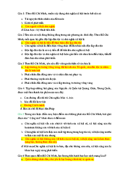 Tổng hợp câu hỏi trắc nghiệm Tư Tưởng Hồ Chí Minh | Trường Đại học Thủy Lợi