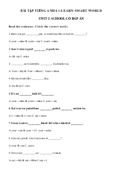 Bài tập tiếng Anh 6 i-Learn Smart World unit 2 School số 4 - Smart World