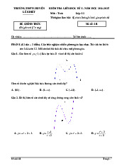 Đề giữa kỳ 1 Toán 12 năm 2024 – 2025 trường chuyên Lê Khiết – Quảng Ngãi