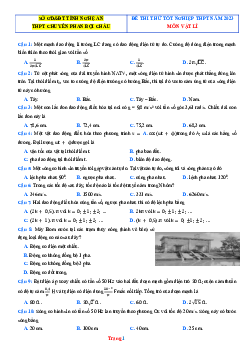 Đề thi thử tốt nghiệp Vật lí 2023 THPT Chuyên Phan Bội Châu (có lời giải)