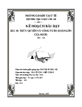 Kế hoạch bài dạy Bài 19: Thủy quyển và vòng tuần hoàn lớn của nước môn Lịch sử và địa lí lớp 6