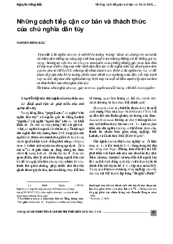 Giáo trình "Những cách tiếp cận cơ bản và thách thức của chủ nghĩa dân túy"