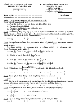 Đề KSCL Toán 11 năm học 2017 – 2018 trường THPT Gia Bình số 1 – Bắc Ninh