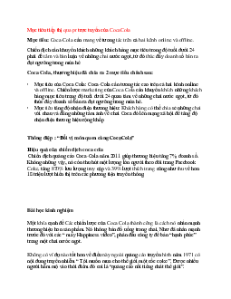 Mục tiêu tiếp thị qua pr trực tuyến của CocaCola | Bài tập môn Marketing | Trường Cao đẳng thực hành FPT