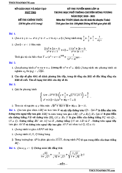 Đề thi vào 10 môn Toán (chuyên) năm 2020 – 2021 trường chuyên Hùng Vương – Phú Thọ