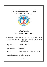 Mối quan hệ giữa vật chất và ý thức theo quan điểm của triết học mác lênin và sự áp dụng của đảng | Bài tập lớn môn triết học mác - lênin