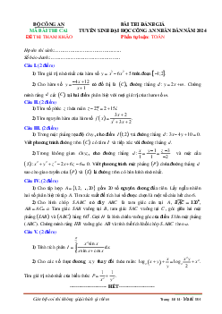 Đề tham khảo đánh giá tuyển sinh Đại học Công An Nhân Dân năm 2024 môn Toán