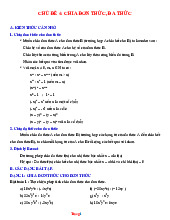 Giáo Án Dạy Thêm Đại Số 8 Chủ Đề Phép Chia Đơn Thức Đa Thức