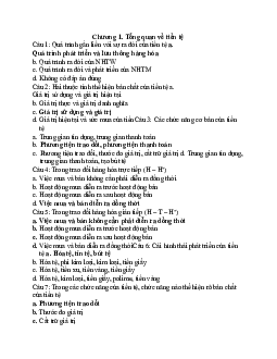 Câu hỏi trắc nghiệm ôn tập Chương 1: Tổng quan về tiền tệ
