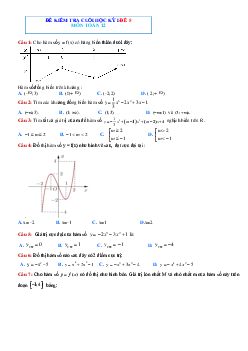 Đề 5 ôn tập HK1 toán 12 năm 2022-2023 (Có đáp án)