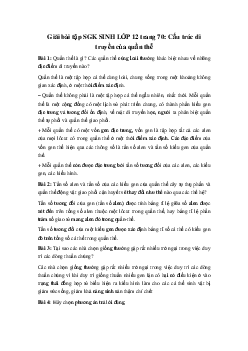 Giải bài tập SGK Sinh học lớp 12 bài 16: Cấu trúc di truyền của quần thể