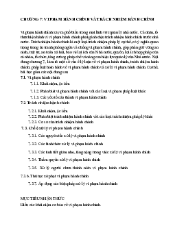 Chương 7: Vi phạm hành chính và trách nhiệm hành chính học phần Luật hành chính