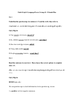 Giải Tiếng Anh 8 Unit 4: Language Focus 2 | Friends Plus