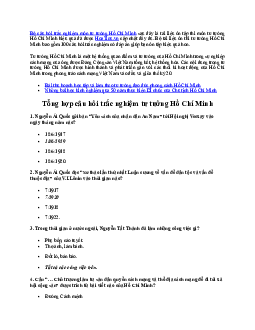 Tổng hợp câu hỏi trắc nghiệm Tư tưởng Hồ Chí Minh | Đại học Gia Định