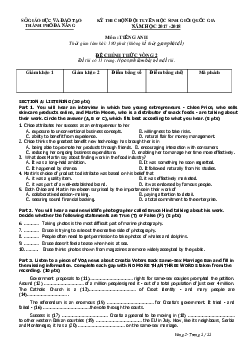 Kì thi chọn đội tuyển chính thức dự thi HSG quốc gia lớp 12 THPT Đà Nẵng năm học 2020-2021 môn thi Tiếng Anh  -  Vòng 2 chính thức