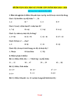 Bộ 5 đề ôn tập giữa học kỳ 2 Toán 1 Cánh Diều (có đáp án)