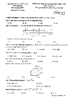 Đề thi học kỳ 1 Toán 12 năm 2020 – 2021 sở GD&ĐT Sóc Trăng