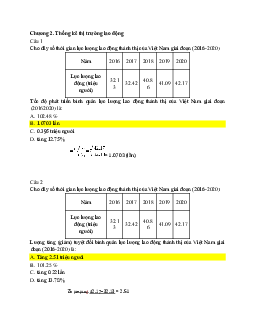 Câu hỏi trắc nghiệm Thống kê lao động chương 2+3 có hướng dẫn