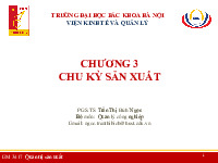 Bài giảng Chương 3: Chu kỳ sản xuất môn Quản lí sản xuất | Đại học Bách Khoa Hà Nội