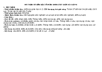 Đề thi giữa học kì 2 môn Khoa học tự nhiên 6 năm 2023 - 2024 sách Chân trời sáng tạo | Đề 2