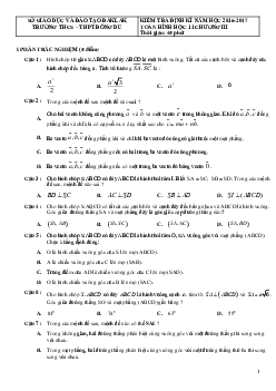 Đề kiểm tra Hình học 11 chương 3 (Quan hệ vuông góc) trường Đông Du – Đăk Lăk