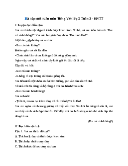Phiếu bài tập cuối tuần lớp 2 môn Tiếng Việt Kết nối tri thức - Tuần 3