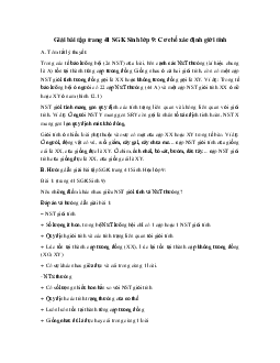 Giải bài tập trang 41 SGK Sinh lớp 9: Cơ chế xác định giới tính