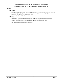 Bài giảng nguyên hàm và phương pháp tìm nguyên hàm Toán 12