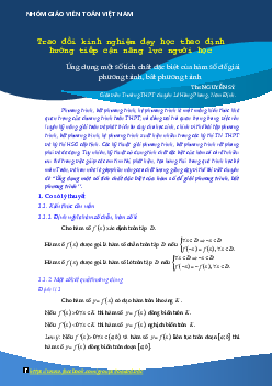 Ứng dụng một số tích chất đặc biệt của hàm số để giải phương trình, bất phương trình Toán 12