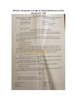 Đề thi học sinh giỏi lớp 9 môn Ngữ văn Phòng GD&ĐT huyện Cát Tiên năm học 2019 - 2020