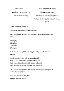 Đề thi học kì 2 môn Giáo dục Kinh tế và Pháp luật 10 sách Kết nối tri thức với cuộc sống