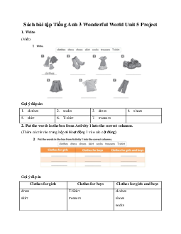 Giải Sách bài tập Tiếng Anh 3 Wonderful World Unit 5 My clothes Project