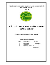 Báo cáo thực hành Sinh lý răng miệng môn Sinh lý | Trường Đại học Kinh Doanh và Công Nghệ Hà Nội