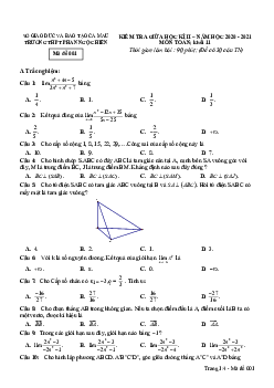 Đề thi giữa kì 2 Toán 11 năm 2020 – 2021 trường Phan Ngọc Hiển – Cà Mau