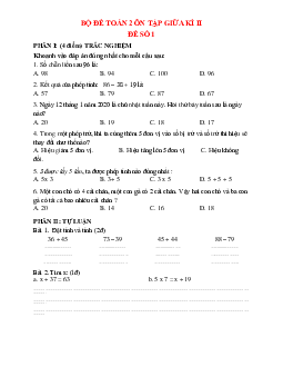 Bộ đề ôn thi giữa học kì 2 môn Toán 2 sách Kết nối tri thức với cuộc sống