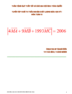 Tuyển tập 10 đề thi trắc nghiệm chất lượng giữa học kỳ I môn Toán 10